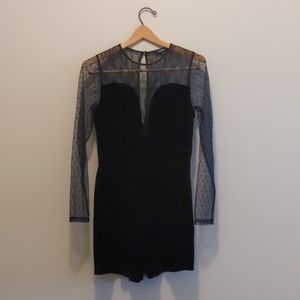 Express Black Velvet & Lace Cocktail Romper